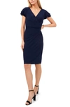 Chaus Flutter Sleeve Surplice V-neck Sheath Dress In Jbs Navy