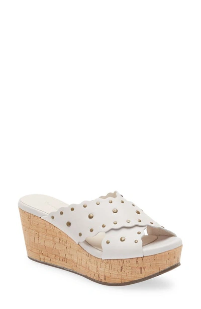 Chocolat Blu Studded Platform Wedge Sandal In Ice Leather