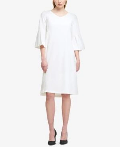 Dkny Trumpet-sleeve Shift Dress, Created For Macy's In Ivory