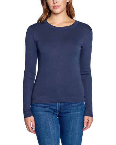 Three Dots Solid Crewneck T-shirt In Blue