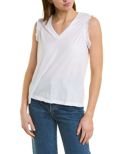 Chaser Vintage Ruffle Muscle Tank In White