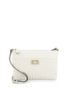 Karl Lagerfeld Diamond Stitched Leather Crossbody Bag In Winter White
