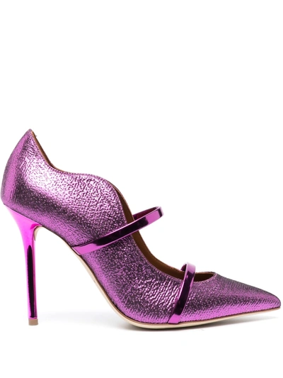 Malone Souliers Maureen 100 Metallic Leather Pumps In Violett