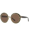 Tory Burch Round Double-t Metal Sunglasses In Brown