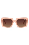 Quay Total Vibe 54mm Polarized Square Sunglasses In Pink/ Brown Polarized
