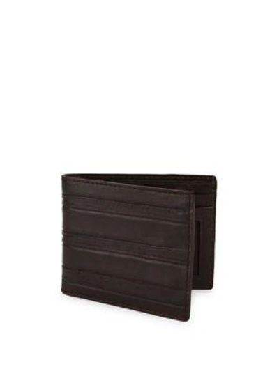 John Varvatos Clawed Textured Leather Bi-fold Wallet In Chocolate