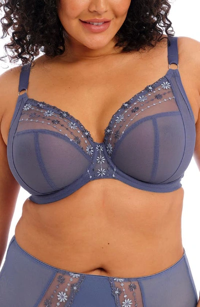 Elomi Matilda Full Figure Underwire Plunge Bra In Denim Daisy