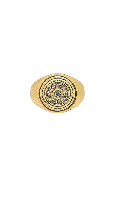 Luv Aj The Cosmic Disc Pinky Ring In Metallic Gold