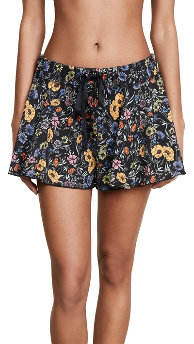Free People A Go Go Floral Shorts In Black