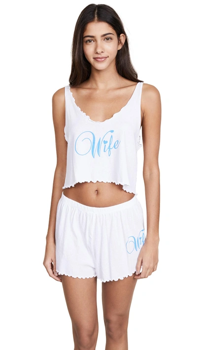 Wildfox Wifey Pj Set In Clean White