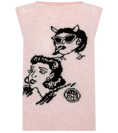 Prada Sleeveless Virgin Wool Sweater In Pink