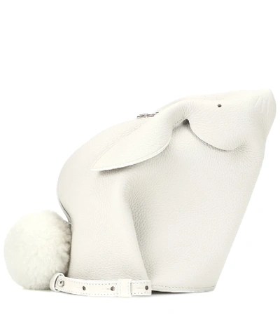 Loewe Bunny Mini Leather Shoulder Bag In White