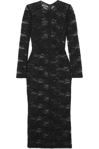 Dolce & Gabbana Stretch-lace Midi Dress In Black