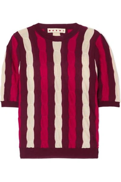 Marni Striped Wool Top In Red