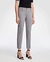 Ann Taylor The Petite Ankle Pant In Herringbone - Curvy Fit In Dove Gray