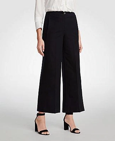 Ann Taylor The Petite Houndstooth Wide Leg Marina Pant In Black