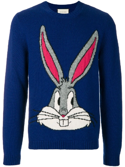 Gucci Bugs Bunny Wool Sweater In Navy | ModeSens