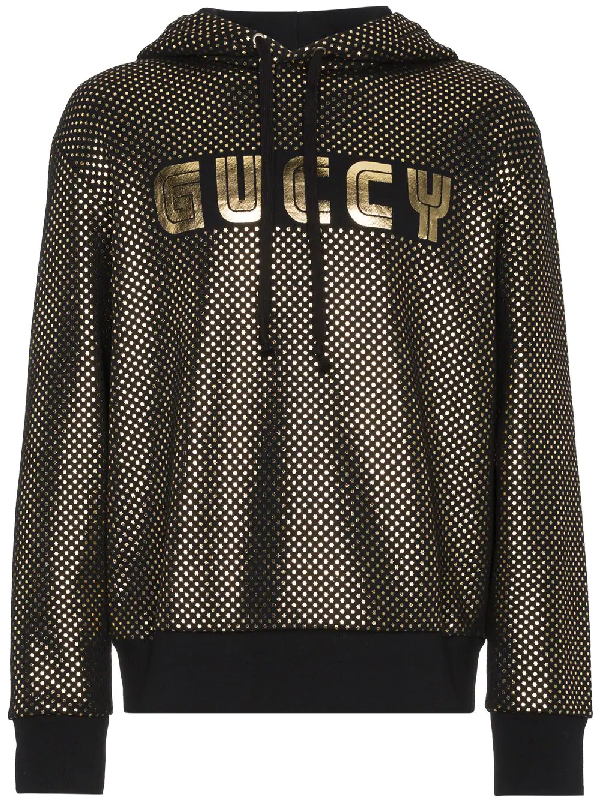 gucci black and gold hoodie