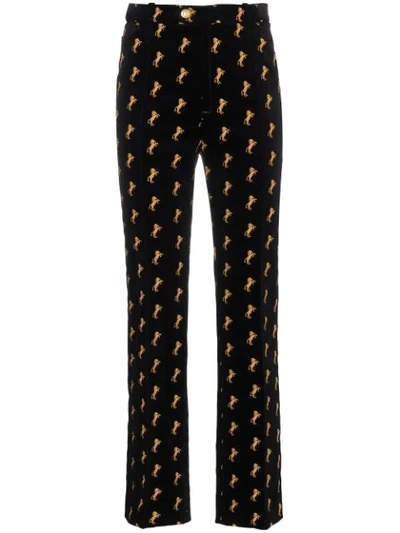 Chloé Chloe Horse Embroidered Trousers In Animal Print,black.