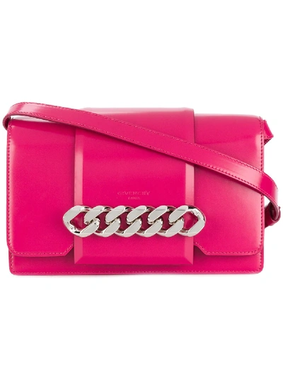 Givenchy Infinity Chain-trimmed Leather Shoulder Bag In Fuchsia