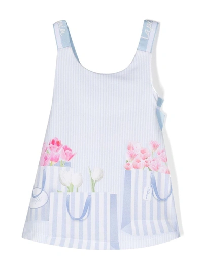 Lapin House Babies' Floral-print Sleeveless Dress In Blue