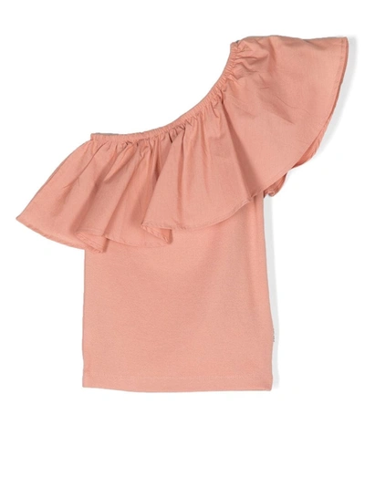 Molo Kids' Rebecca One-shoulder Top In Muted Rose