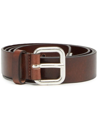Diesel B-inlay Leather Belt In Brown