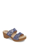 Dansko 'sophie' Sandal In Blue Shimmer Leather