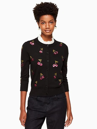 Kate Spade Sequin Cherries Cardigan In Black | ModeSens