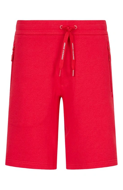 Armani Exchange Bermuda Sweat Shorts In Lipstick Red