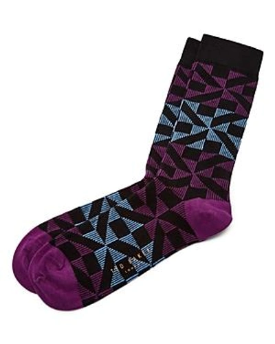 Ted Baker Newhome Geometric Socks In Purple