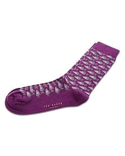 Ted Baker Fiofro Fish Socks In Purple