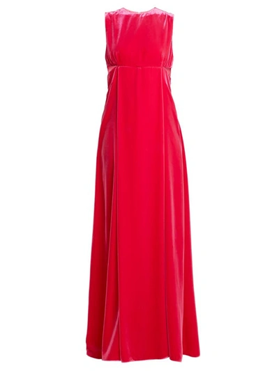 Valentino Cut-out Sleeveless Velvet Gown In Brick