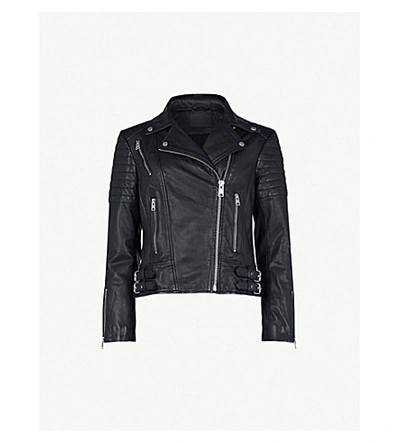 Allsaints Papin Leather Biker Jacket In Black