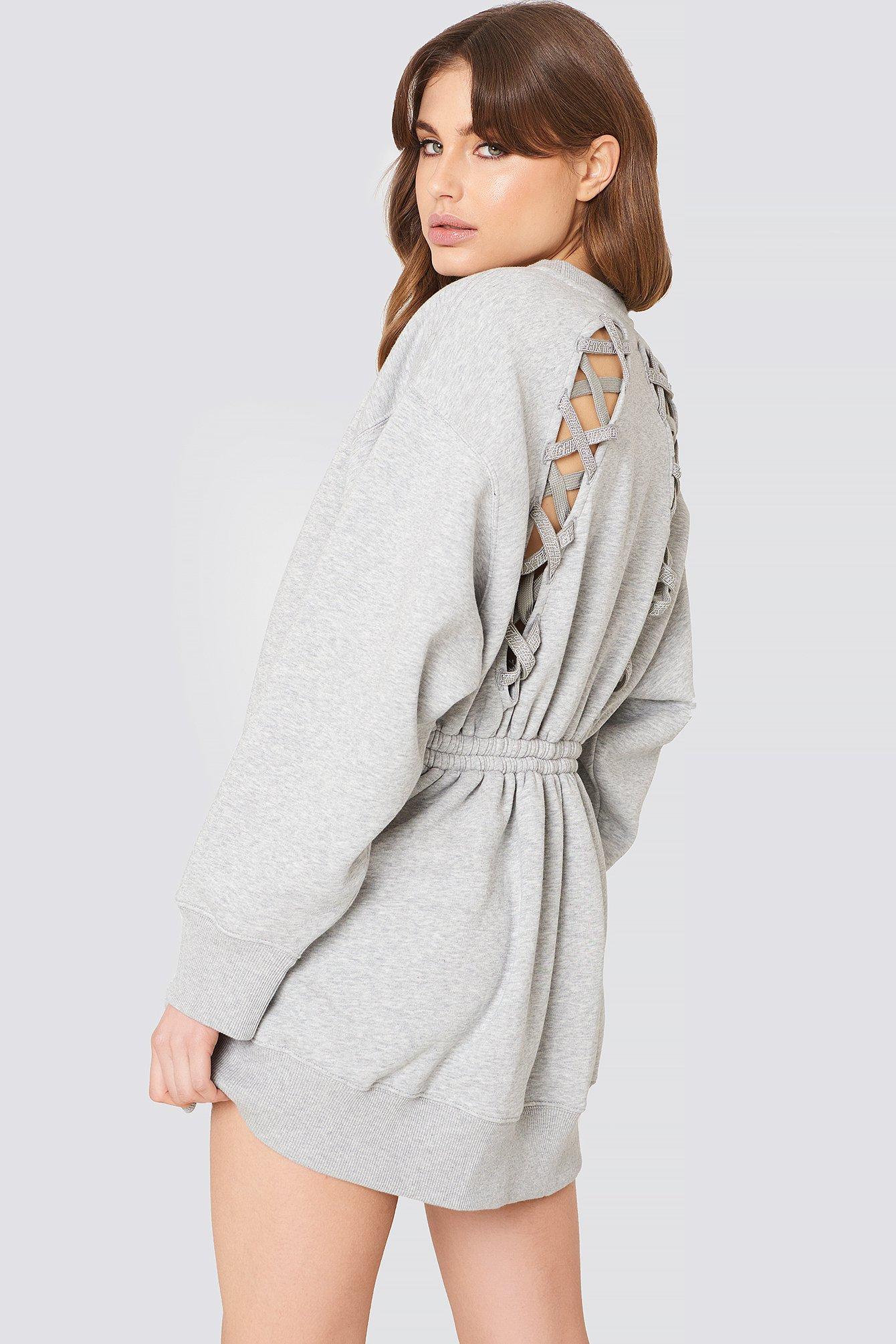 Gigi Hadid Open Back Ls Sweatshirt Dress Grey