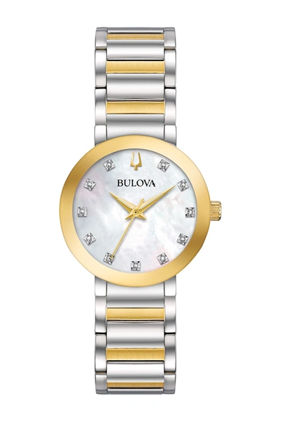 Bulova Women's Futuro Diamond-accent Two-tone Stainless Steel Bracelet Watch 30mm