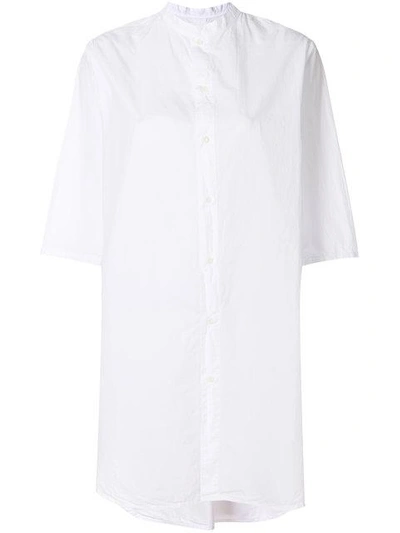 Labo Art Band Collar Longline Shirt In White