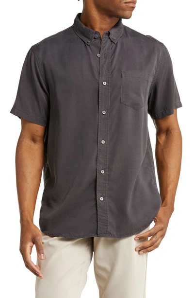Slate & Stone Short Sleeve Button-down Collar Shirt In Charcoal