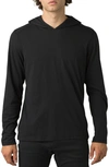 Prana Organic Cotton Blend Hooded Long Sleeve T-shirt In Black