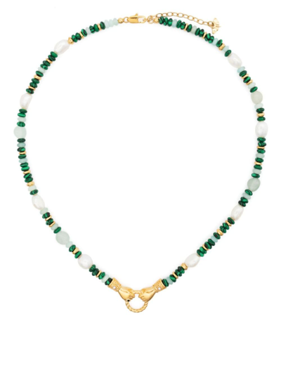 Missoma X Harris Reed In Good Hands Beaded Pendant Necklace In Green