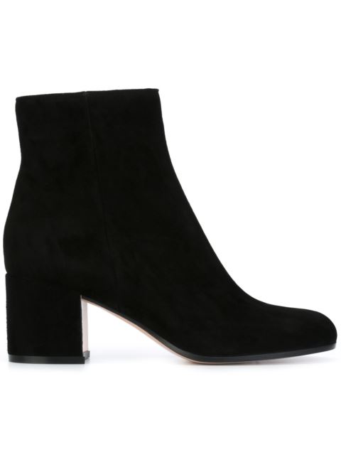 Gianvito Rossi Rolling Block-heel Velvet Ankle Boots In Llack | ModeSens