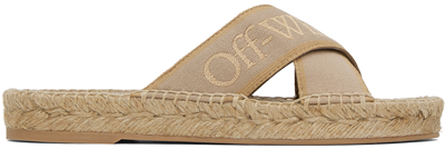 Off-white 20mm Criss Cross Espadrille Slides In Beige