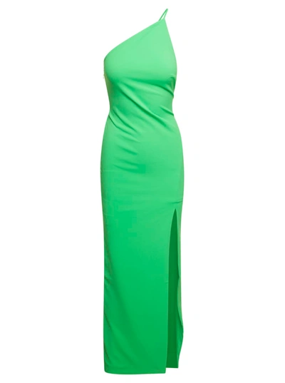 Solace London Green Asymmetric One-shoulder Maxi Dress Woman