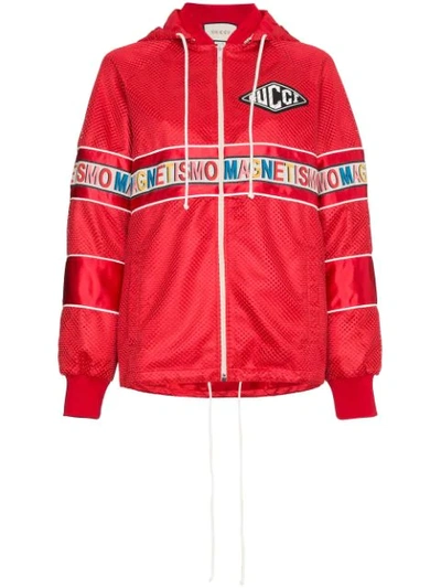 Gucci Oversized Appliquéd Printed Shell Bomber Jacket In Red