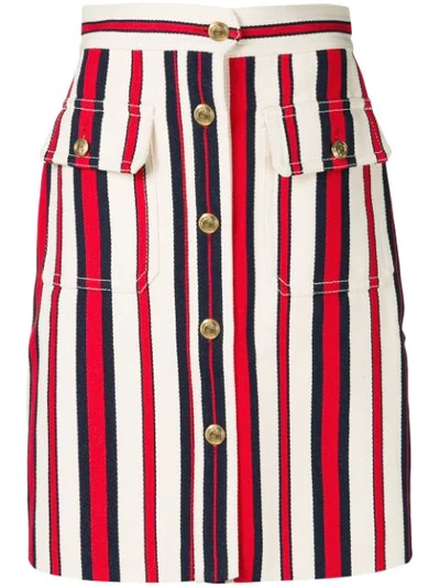 Gucci A-line Striped Denim Skirt In Multicolor