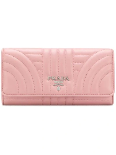 Prada Quilted Leather Continental Wallet In Pink