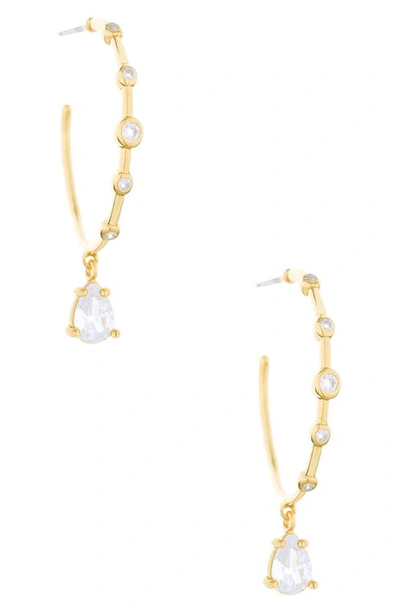 Ettika Delicate Crystal Charm 18k Gold Plated Hoop Earrings