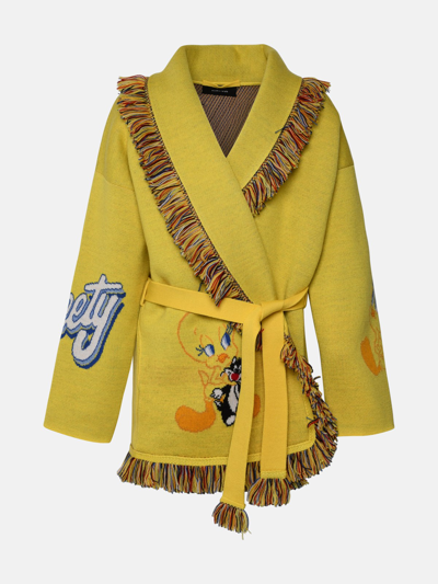 Alanui Tweety-motif Cardigan In Yellow