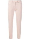 Dondup Tapered Cropped Cotton Blend Trousers In Pink