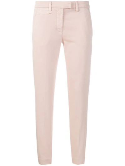Dondup Tapered Cropped Cotton Blend Trousers In Pink
